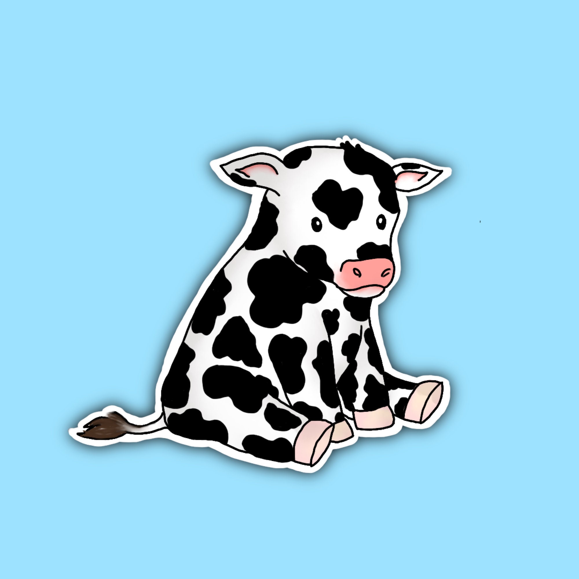 Cute Cow Sticker, Cow Print Aesthetic, Waterproof Sticker, Glossy