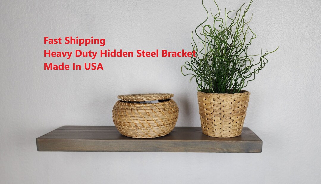 Floating Shelves Heavy Duty Shelf Solid Wood Easy Hang Hidden Etsy