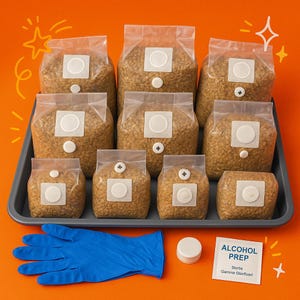 Sterilized Millet Grain Spawn Bag w/ Injection Port & Filter Patch – Mushroom Substrate | 1lb or 2.5lb | Ready to Inoculate