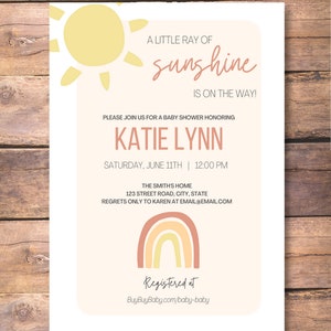 Little Ray of Sunshine Customizable Baby Shower Invitation Template