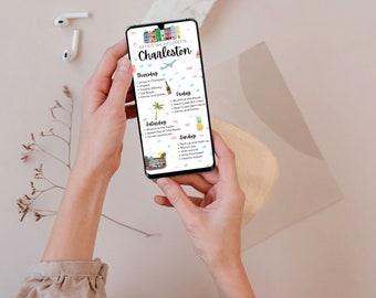 Charleston Bachelorette Personalisierbare Reiseplan vorlage