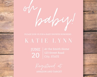 Individualisierbar Oh Baby! Einladungsvorlage Babyparty