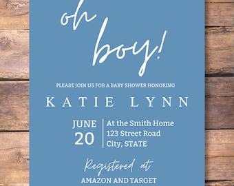 Individualisierbarer Oh Boy! Einladungsvorlage Babyparty