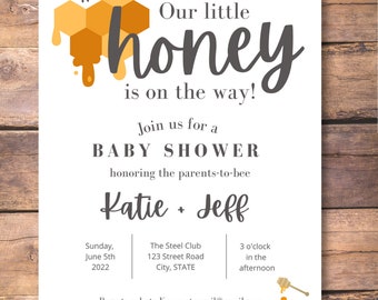 Individualisierbare Einladungsvorlage Little Honey Baby Shower