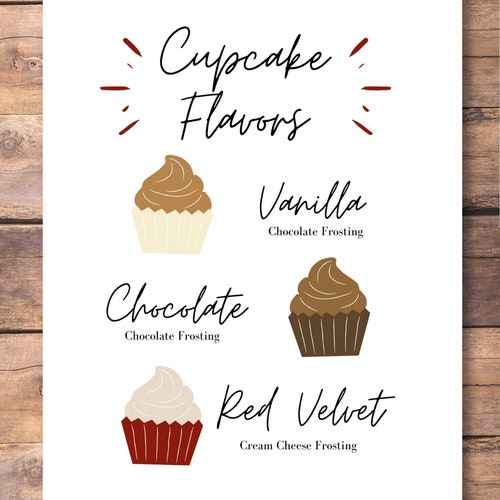 Customizable Cupcake Flavor Decoration Sign Etsy