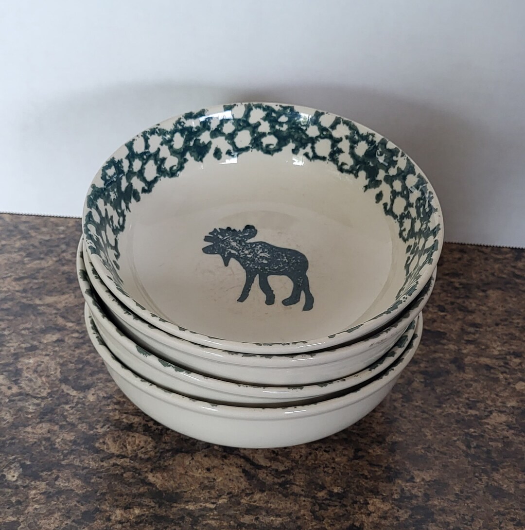 Folk Craft Moose Country Set of 4 Bowls Tienshan Folkcraft Etsy