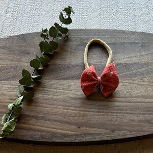 Fall Blush Floral Bow on a Nylon Headband