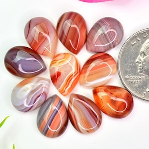 10 x 14 mm 10 pezzi di agata naturale del Botswana liscia cabochon a forma di goccia all'ingrosso intero lotto di pietre preziose sciolte per realizzare gioielli e anelli
