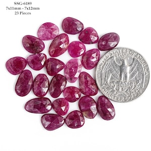 Rubí cabujón talla rosa, gemas sueltas naturales de base plana para la fabricación de joyas.