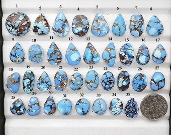Golden Hills Turquoise Cabochon Natural Flatback Loose Gemstones for Jewelry Making