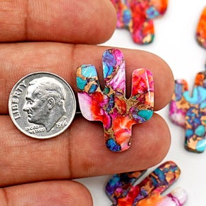 Cabujones de turquesa Kingman natural, tallados en cactus, piedras preciosas sueltas, gemas nativas, dijes, suministros de joyería occidental, abalorios, cabujón de piedra preciosa