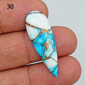 1 pz. Cabochon di turchese Kingman Blue Dahlia naturale per la creazione di gioielli, forme miste da 10 mm a 29 mm, cabochon di pietre preziose sfuse in turchese rame Mohave.