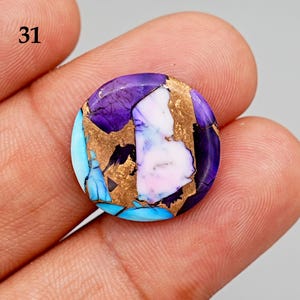 1 Stück natürliche Kingman Mohave Violet Blue Dahlia Cabochons, Mix Form 19 mm - 32 mm Spiny Oyster Kupfer Türkis lose Edelsteine für Schmuck