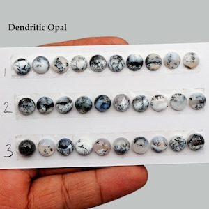 1 striscia di opale dendritico cabochon liscio da 8 mm, 10 mm e 14 mm, pietra preziosa calibrata, qualità AAA, opale dendritico panoramico, pietra preziosa sfusa per la creazione di gioielli.