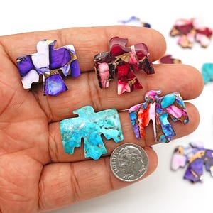 Kingman Dahlia Turquoise Handmade American Thunderbird Cabochon, Bird Shape Carved Gemstone, Hand Carved Eagle Gemstone for Jewelry Making