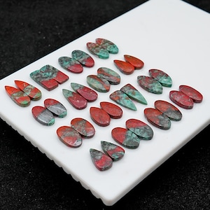 Sonora Sunrise Chrysocolla Cabochon Pairs: Natural Flatback Loose Gemstones for Jewelry Making image 9