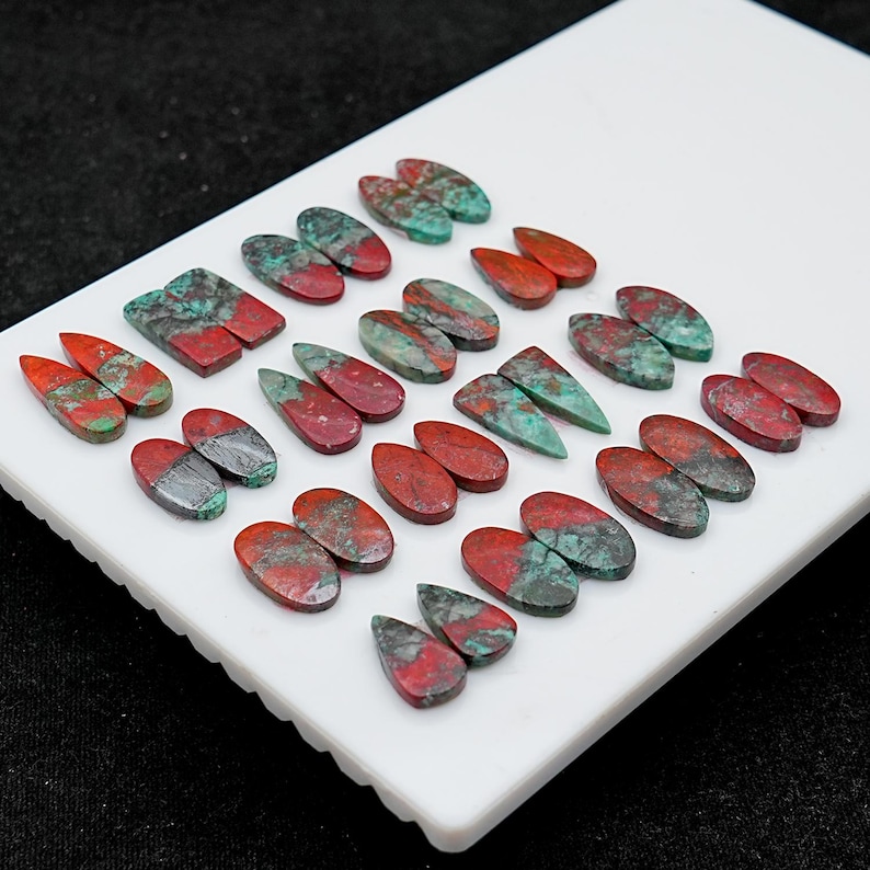 Sonora Sunrise Chrysocolla Cabochon Pairs: Natural Flatback Loose Gemstones for Jewelry Making image 9