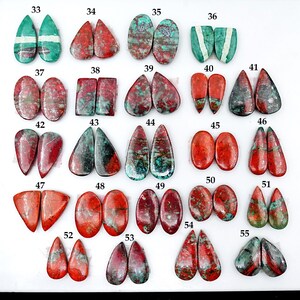 Sonora Sunrise Chrysocolla Cabochon Pairs: Natural Flatback Loose Gemstones for Jewelry Making image 3