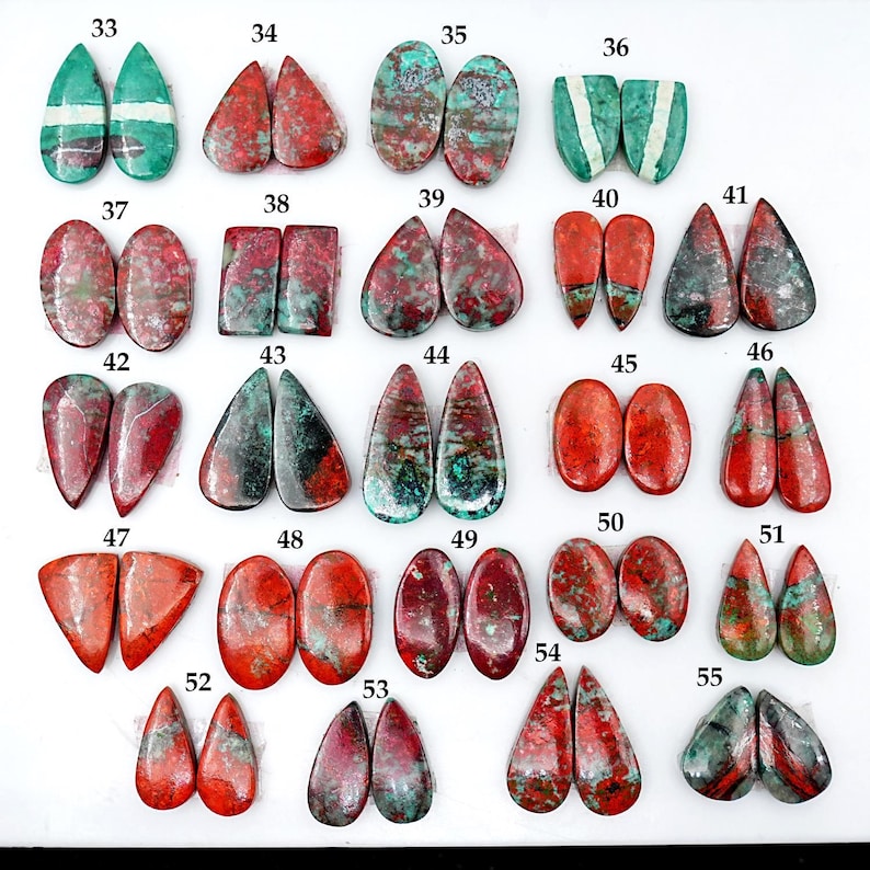 Sonora Sunrise Chrysocolla Cabochon Pairs: Natural Flatback Loose Gemstones for Jewelry Making image 3