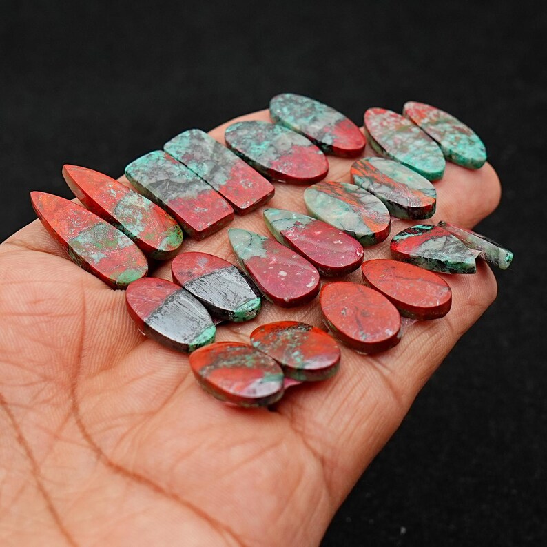 Sonora Sunrise Chrysocolla Cabochon Pairs: Natural Flatback Loose Gemstones for Jewelry Making image 11