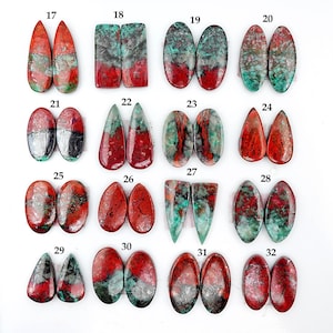 Sonora Sunrise Chrysocolla Cabochon Pairs: Natural Flatback Loose Gemstones for Jewelry Making image 2