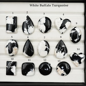 1 Stück White Buffalo Türkis Cabochon Edelsteine für Schmuckherstellung, White Buffalo Glatte Cabochon mit flacher Rückseite Geschenk, Türkis für Ringe