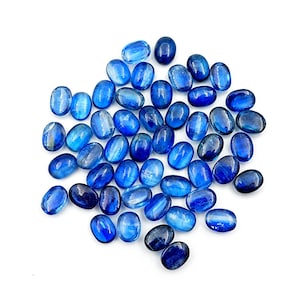 Cabochão de cianita azul natural AAA, pedra preciosa oval de 6 x 8 mm para fazer joias, pedra de nascimento de março, cristal de cura, pedra preciosa de cianita solta