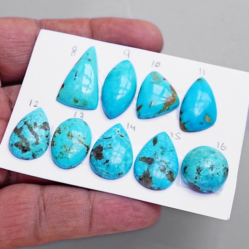 Shape Figure Matrix Pattern Arizona Turquoise Cabochon Natural Flatback Loose Gemstones for Jewelry ...