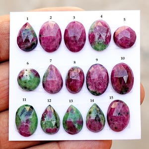 Ruby Zoisite Cabochon Rose Cut Ruby Fuchsite Natural Flatback Loose Gemstones for Jewelry Making