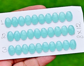 Aqua Chalcedony Stone Cabochon: Natural Flatback Loose Gemstones for Jewelry Making