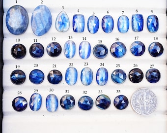 Blue Kyanite Rose Cut Cabochon: Kyanite Natural Flatback Gemstones for Jewelry Making