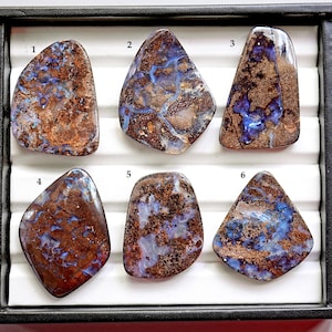 Australisk Boulder Opal Cabochon Naturliga Flatback Lösa Ädelstenar för Smyckestillverkning