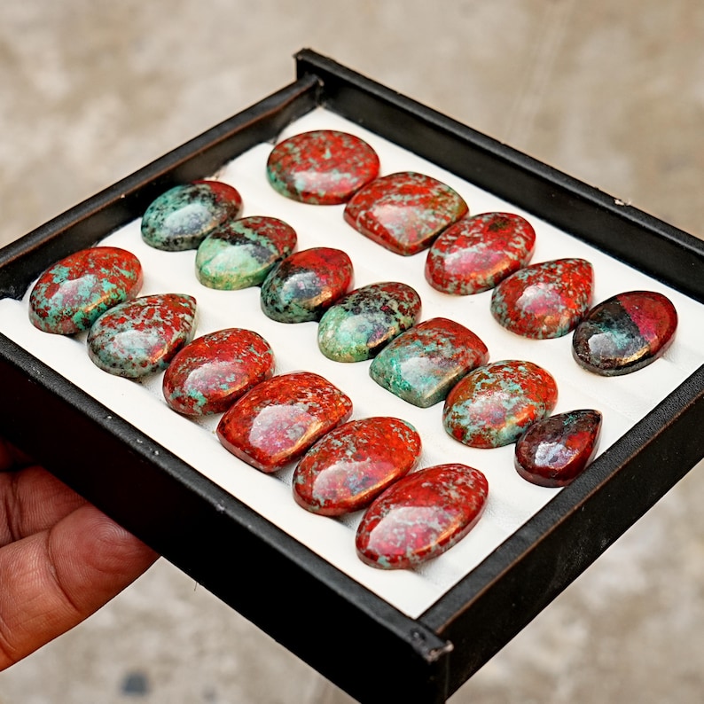 Sonora Sunrise Chrysocolla Cabochon Natural Flat Back Loose Gemstones for Jewelry Making image 12