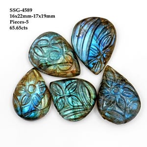 Natürliche Labradorit Carving Cabochon, sehr seltene Carving Labradorit Hand geschnitzte Labradorit lose Edelstein-Kabinen, Wire Wrap Stein