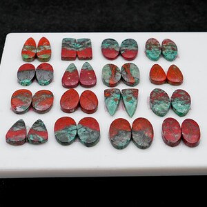 Sonora Sunrise Chrysocolla Cabochon Pairs: Natural Flatback Loose Gemstones for Jewelry Making image 10