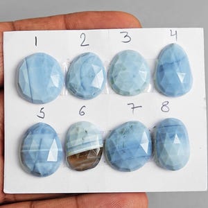 Cabujón de ópalo azul Owyhee: Gemas sueltas de ópalo natural de base plana para la fabricación de joyas.