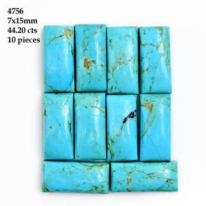 Kingman Mohave Türkis Rechteck 7 x 15 mm Cabochon | Natürlicher blauer Türkis Edelstein | Arizona Türkis für Schmuckherstellung & Wire Wrapping