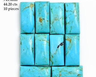 Kingman Mohave Turquoise Rectangle 7x15mm Cabochon | Natural Blue Turquoise Gemstone | Arizona Turquoise for Jewelry Making & Wire Wrapping
