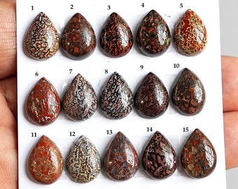 Dinosaur Bone Fossil Cabochon Natural Flatback Loose Gemstones for Jewelry Making (10x14mm)