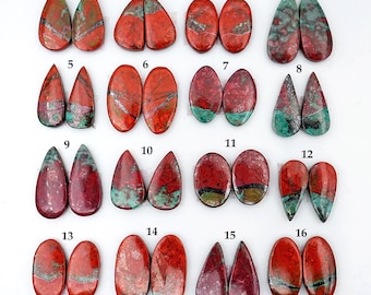 Sonora Chrysokoll Sunrise Cabochon Paare: Natürliche Flatback lose Edelsteine für die Schmuckherstellung