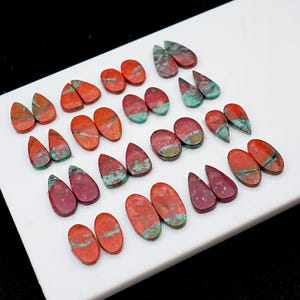 Sonora Sunrise Chrysocolla Cabochon Pairs: Natural Flatback Loose Gemstones for Jewelry Making image 5