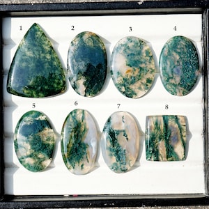 Moss Agate Cabochon: Natural Flat Back Loose Gemstones for Jewelry Making