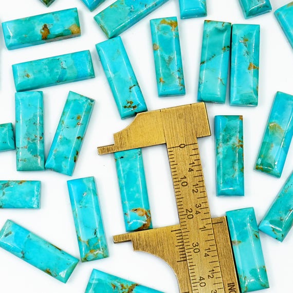 Kingman Mohave Turquoise Cabochon Bar: Natural Flatback Loose Gemstones for Jewelry Making