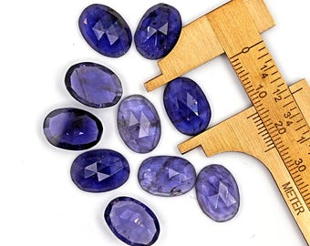 Iolite Cabochon Rose Cut: Iolite Natural Flatback Loose Gemstones for Jewelry Making