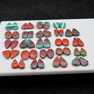 Sonora Sunrise Chrysocolla Cabochon Pairs: Natural Flatback Loose Gemstones for Jewelry Making image 16