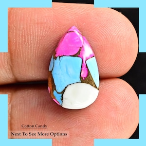 Piedra preciosa turquesa de cobre rosa algodón de azúcar natural - Piedra preciosa suelta para hacer joyas - Piedra preciosa hecha a mano para anillos - Turquesa Kingman