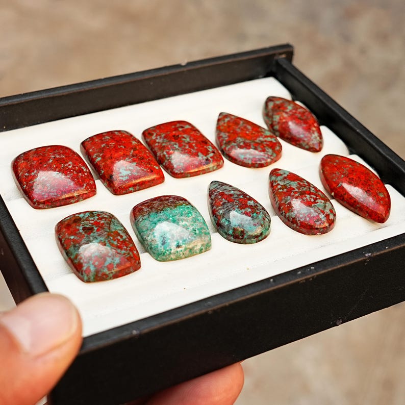 Sonora Sunrise Chrysocolla Cabochon Natural Flat Back Loose Gemstones for Jewelry Making image 9