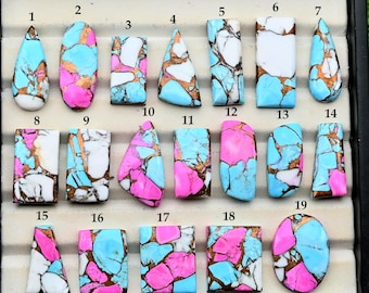 Mohave Cotton Candy Dahlia Turquoise Cabochon: Natural Flatback Loose Gemstones for Jewelry Making
