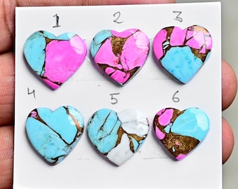 Mohave Cotton Candy Dahlia Turquoise Cabochon: Natural Flatback Loose Gemstones for Jewelry Making