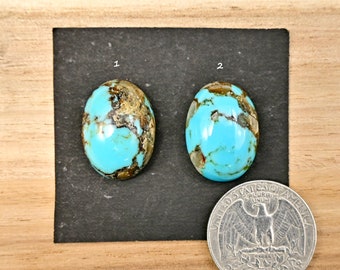 1 cabines Kingman turquoise naturel, cabines ovales Kingman turquoise 16 x 22 mm